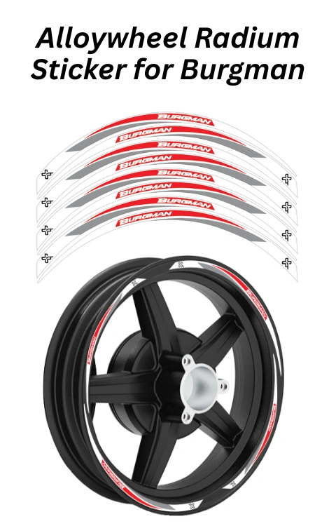 Alloy Wheel Radium Sticker Compatible with Burgman 125 | Printed in Premium Radium with FPF (Fade Protection Film), Waterproof, Precut Sticker, Pack Of 1
